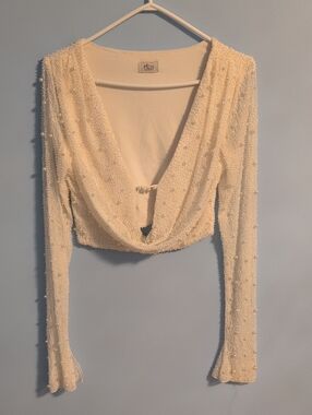 Oh Polly White Beaded Crop Top